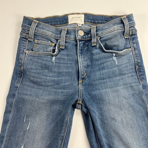 McGuire Ambrosio Embroidered Boho Mid-Rise Cropped Bootcut Raw Hem Jeans Size 27 - Picture 2 of 11